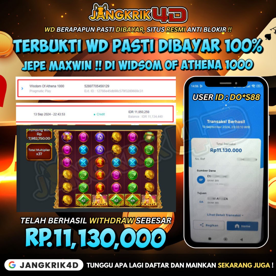 Selamat kepada user : DO*S88 yang telah berhasil melakukan penarikan sebesar Rp. 11.130.000.