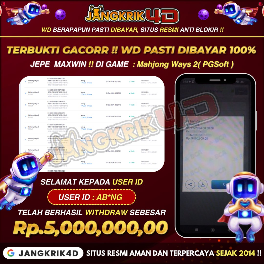 Selamat Buat Member Jangkrik4D ID: A**NG yang Baru Saja Withdraw Jackpot!